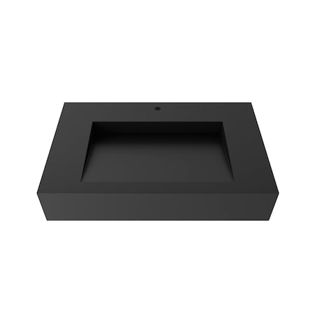 Castello Usa Pyramid 30 in Solid Surface Wall-Mounted Bathroom Sink in Black CB-GM-2053-30-B